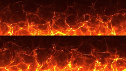 上下に分割された対立する炎のエフェクト背景