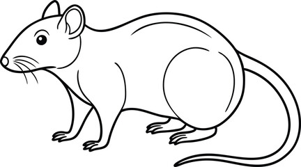 Rat Outline Vector, Black and White Rat Outline, Mouse or Rat Outline Vector, Rat Outline Silhouette Vector Illustration.