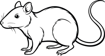 Rat Outline Vector, Black and White Rat Outline, Mouse or Rat Outline Vector, Rat Outline Silhouette Vector Illustration.