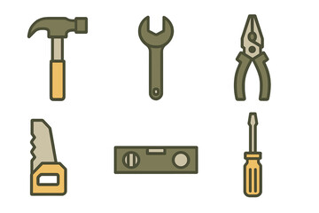 Collection of essential hand tools for home repair and construction work