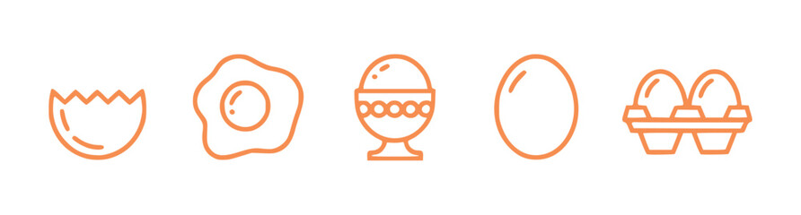 Collection of stylized orange egg icons on a white background