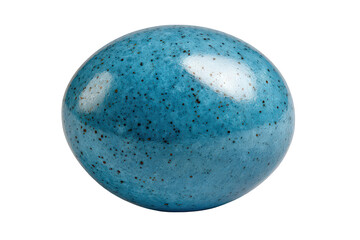 Speckled Blue Decorative Sphere with a Glossy Finish on Transparent Background