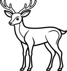 Deer Outline Silhouette Vector Illustration, Deer Silhouette Vector, Wildlife Animal Outline Logo, Icon for Design

