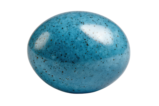 Speckled Blue Decorative Sphere with a Glossy Finish on Transparent Background