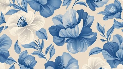 Floral Pattern with Blue and White Flowers