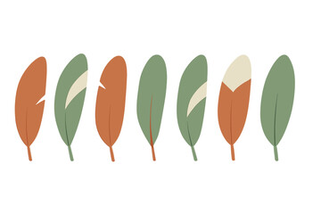 Obraz premium Stylized feathers in earthy tones with abstract geometric accents