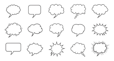 Comic speech bubble line icon set. Chat, Dialogue, Message, Conversation, Talk and communication Text Box icon vector