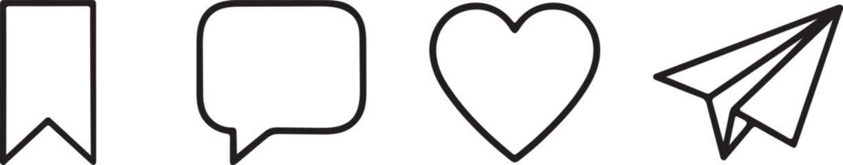 Social Media Icons Bookmark, Comment, Like, and Send