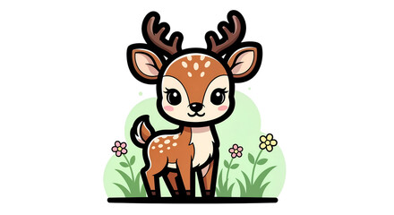 Fototapeta premium Cute fawn illustration on a white background.