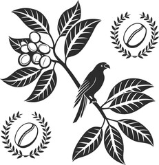 Coffee label set logo vector silhouette collection on Transparent background