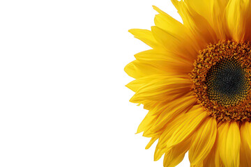 Isolated Vibrant Yellow Sunflower with Detailed Petals and Textured Center on Black Background