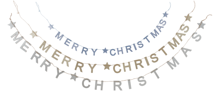 Merry Christmas hanging rope cut out isolated transparent background