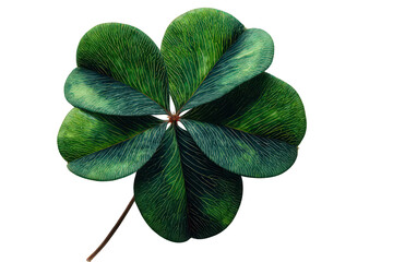 Glittering Four Leaf Clover Close Up On Transparent Background For Luck And Celebration