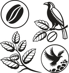 Coffee label set logo vector silhouette collection on Transparent background