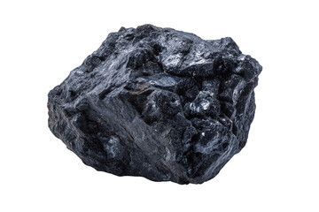 Specular Hematite Mineral Specimen with Iridescent Sheen Isolated on Black Background