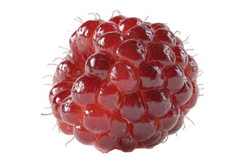 Isolated Macro Shot of a Red Raspberry with Transparent Background and Fine Hairs