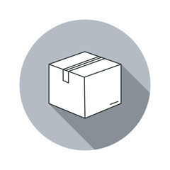 Graphic Box Packaging Shipping Vector Artwork Simple Clean Design Online Commerce Ecommerce Grey Circle Long Shadow
