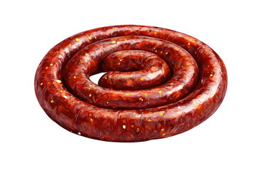 Spiral Sausage Red Brown Toned with Colorful Specks Against Black Background