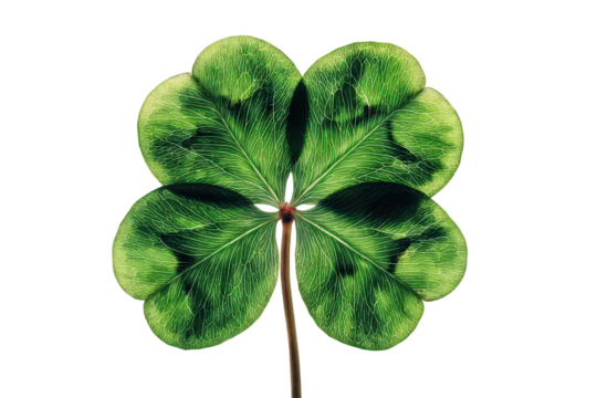 Four Leaf Clover Against Black Background with Transparent Background - Powered by Adobe