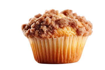 Golden Muffin with Crumble Topping on a Transparent Background in Studio Lighting