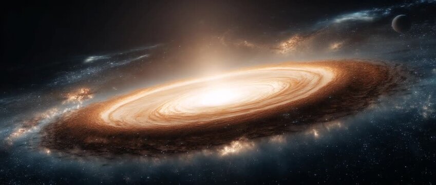 Cosmic galaxy and celestial phenomena with spiral structure and nebulous clouds