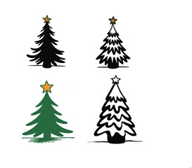 Modern Stylized Fir Tree Vector Icons