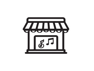 Music store icon 2D vector line art in a clean minimalist retail design