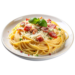 "Plate of Spaghetti Carbonara, Isolated on Transparent Background" 