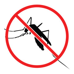No Mosquito Sign Vector Set — Anti-Insect Repellent Icon, Pest Control and Stop Malaria Warning Symbols