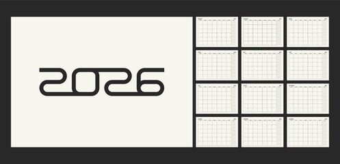 2026 calendar template with cream background