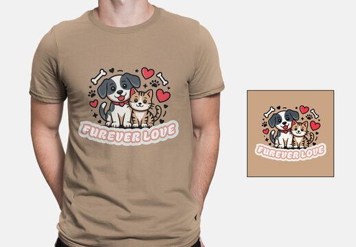 Pet Lover T Shirt Illustration Template Layout