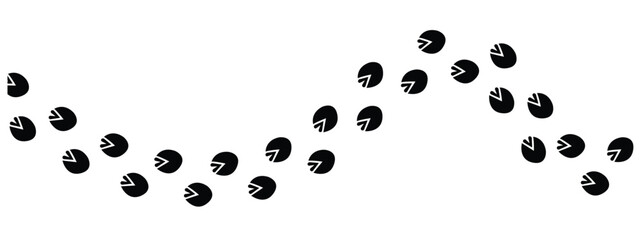 Wild life footprint tracks. Animals paws prints, black silhouettes traces, hunters and zoologists manual, stickers with text, zebra, rat and dog, isolated vector set in eps 10.