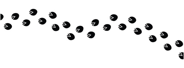 Wild life footprint tracks. Animals paws prints, black silhouettes traces, hunters and zoologists manual, stickers with text, zebra, rat and dog, isolated vector set in eps 10.