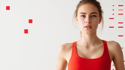 Dynamic female athlete in motion, showcasing determination and speed, minimalist design emphasizing competitive spirit and the essence of sport through creative collage elements.