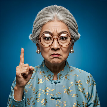 Angry Asian Grandma Strict Grandmother.
