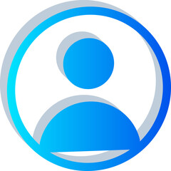 3D ocean Blue User Profile Icon Isolated on Transparent Background