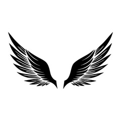 Obraz premium Vector art of two black wings spread out for tattoo design