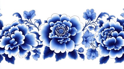Blue and White Floral Border