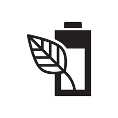 Battery Energy Storage with Leaf Solid Icon