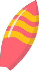 Vibrant pink and yellow striped surfboard illustration, ready for summer ocean waves and beach activities