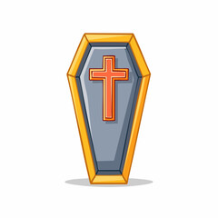 Obraz premium Illustration of a straw broom with a brown handle and orange binding, isolated on white.