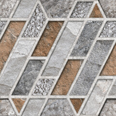 Geometric Pattern with Stone and Wood Textures.