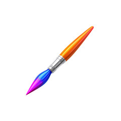 3D paintbrush illustration with shiny gold ferrule and soft gradient colors