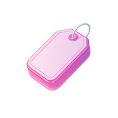 Pink Price Tag PNG isolated on white background, clean minimal design for shop and sale use