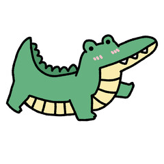 A cartoon drawing of a green crocodile