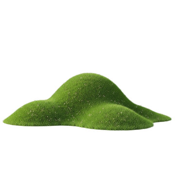 Green grassy hill isolated on transparent background