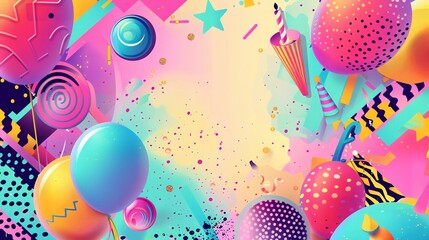 Vibrant party balloons and confetti celebrate joyful festive occasions
