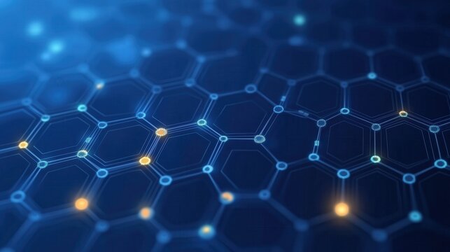 Abstract hexagonal network with glowing nodes