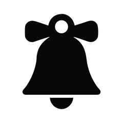 Simple black silhouette of a holiday bell with a bow on top perfect for festive designs celebration announcements and new year themes christmas greetings
