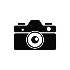 Black Camera Minimalist Symbol, Photography Icon Isolated on Transparent Background
